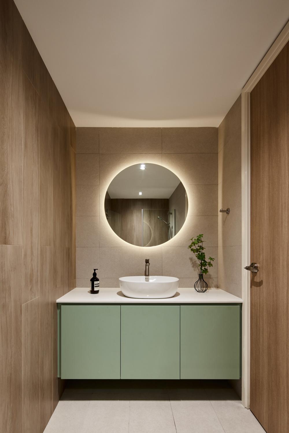 Scandinavian Bathroom with Mirror and Bathroom Mirrors
