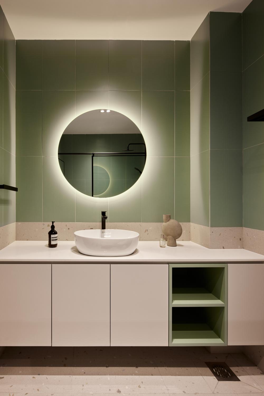 Scandinavian Bathroom with Mirror and Bathroom Mirrors