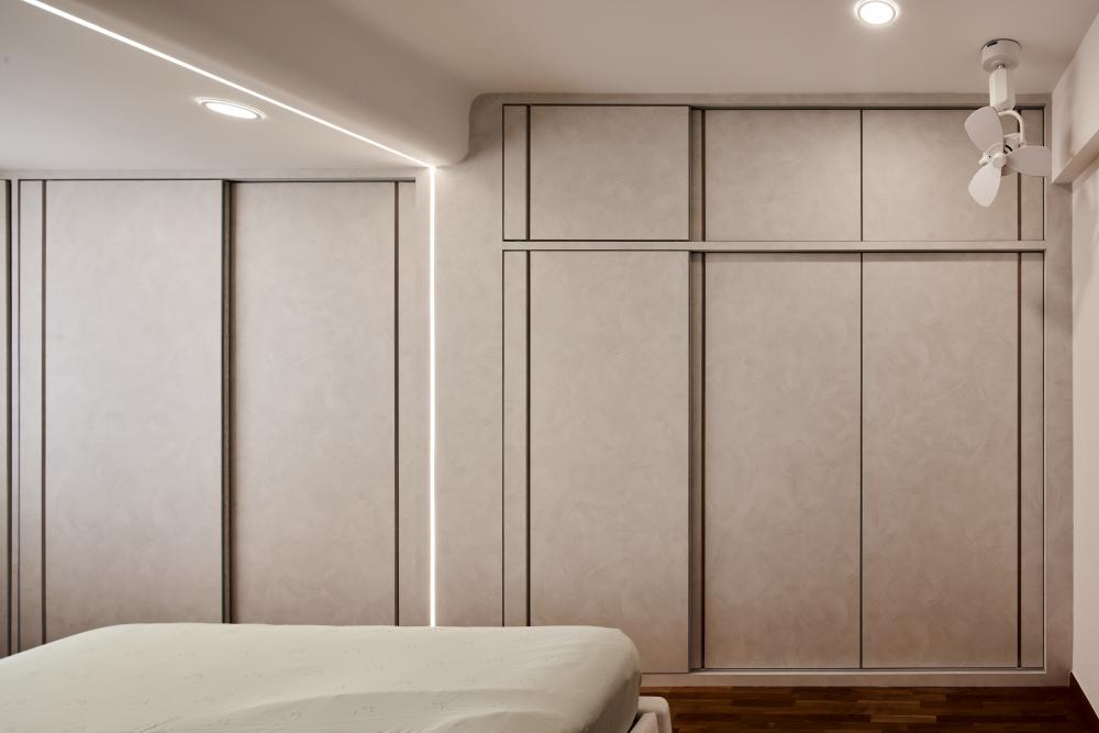 Scandinavian Bedroom with Ceiling Light and Wardrobe