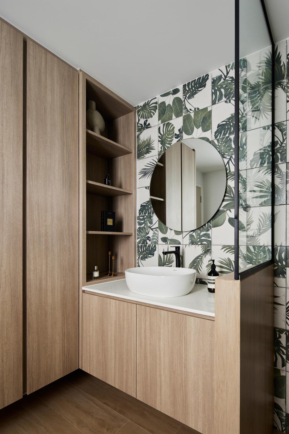 Scandinavian Bathroom with Mirror and Bathroom Mirrors