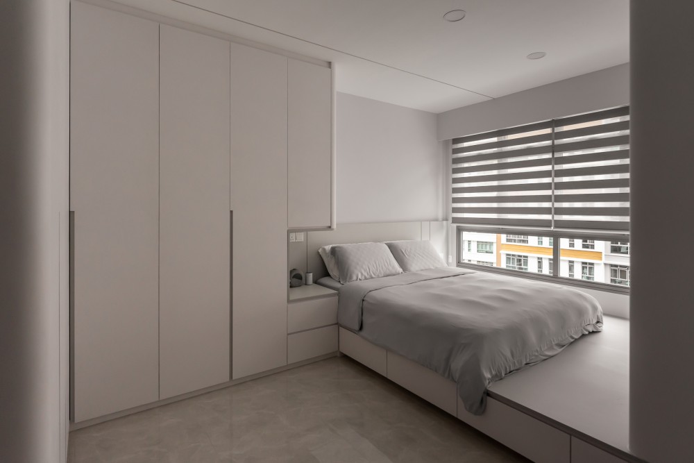 Minimalist Bedroom with Wardrobe and Built-in Bed