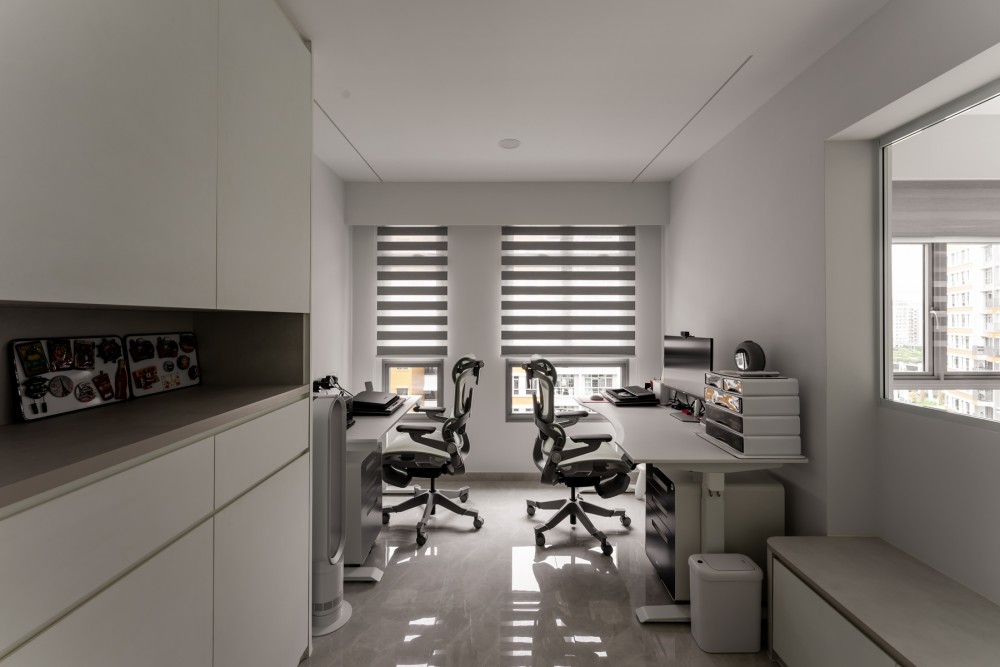 Minimalist Study with Desk and Desk Chairs