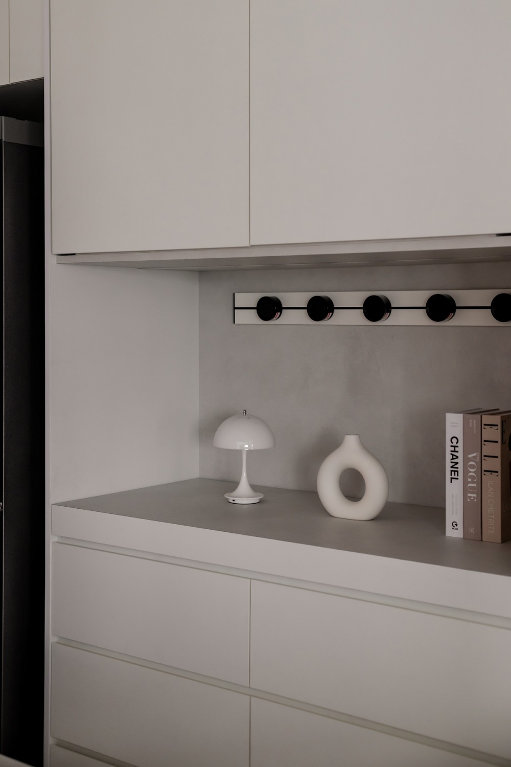 Minimalist Dining Room with Storage Cabinets and Drawer Units