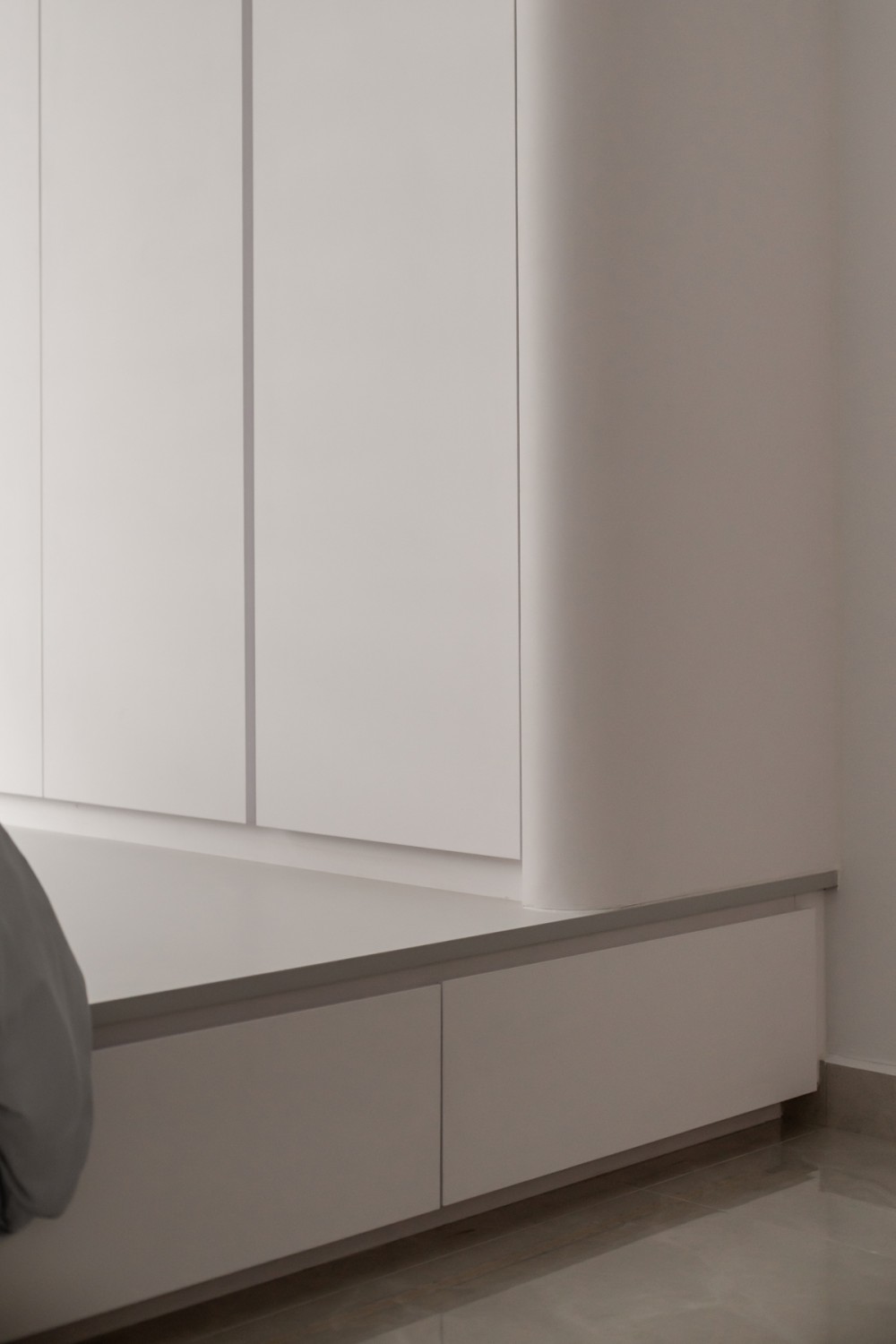 Minimalist Bedroom with Wardrobe and Built-in Bed