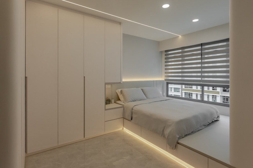 Minimalist Bedroom with Wardrobe and Built-in Bed