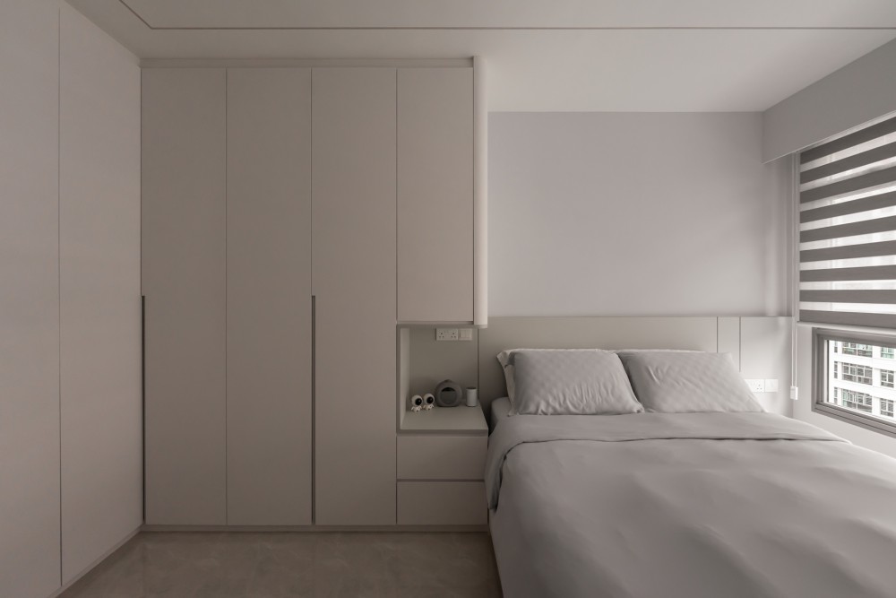 Minimalist Bedroom with Wardrobe and Built-in Bed