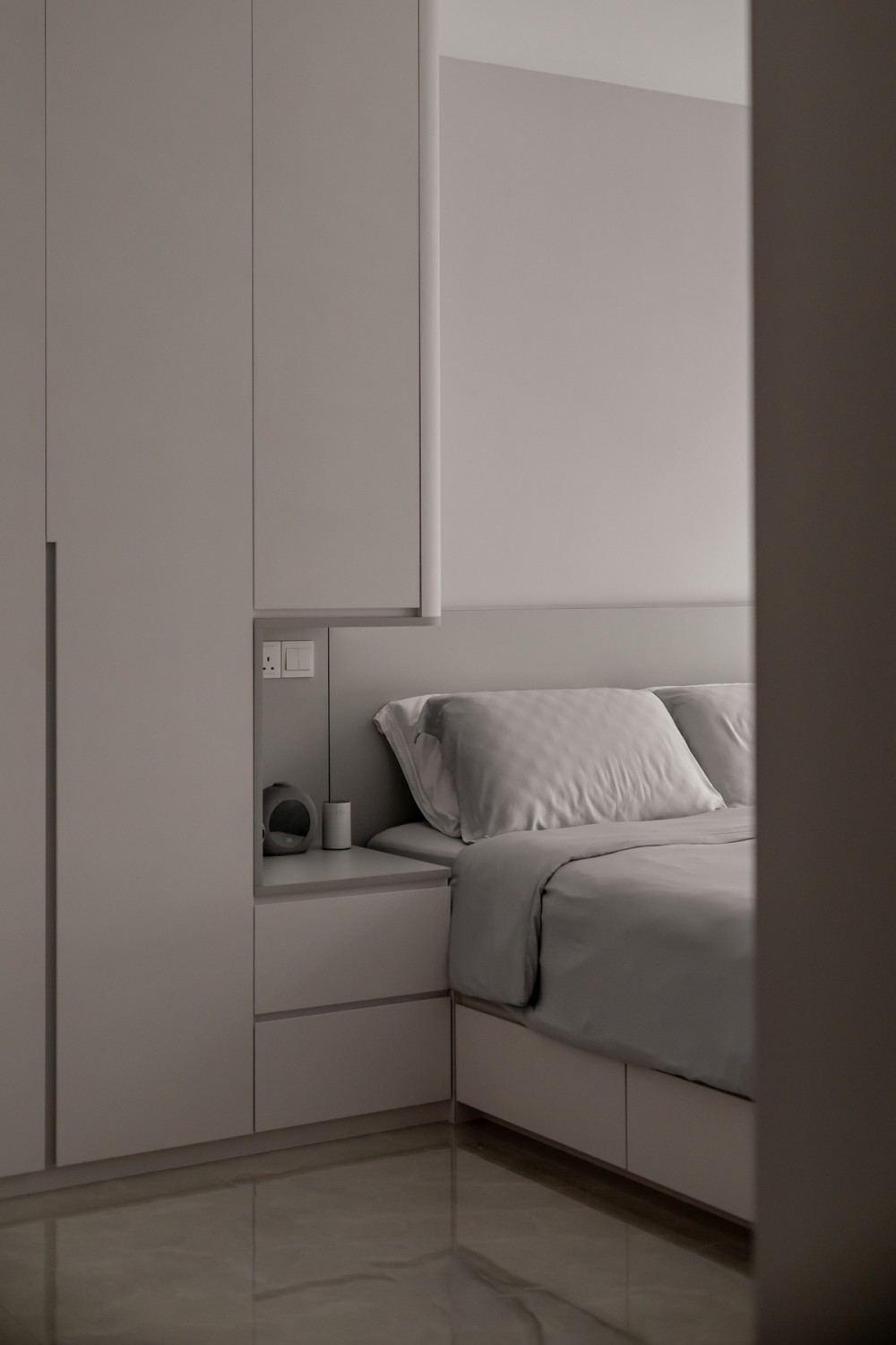 Minimalist Bedroom with Wardrobe and Built-in Bed