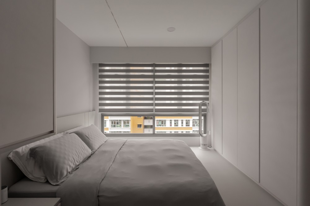 Minimalist Bedroom with Wardrobe and Built-in Bed