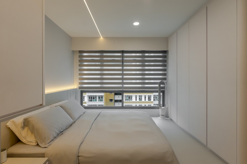 Minimalist Bedroom with Wardrobe and Built-in Bed