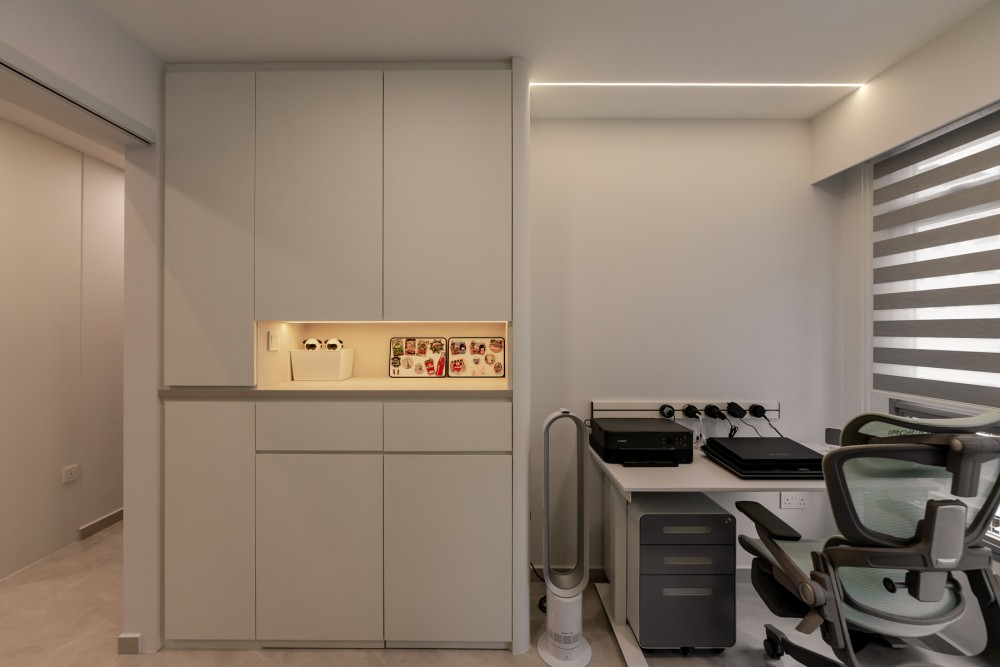 Minimalist Study with Desk and Desk Chairs