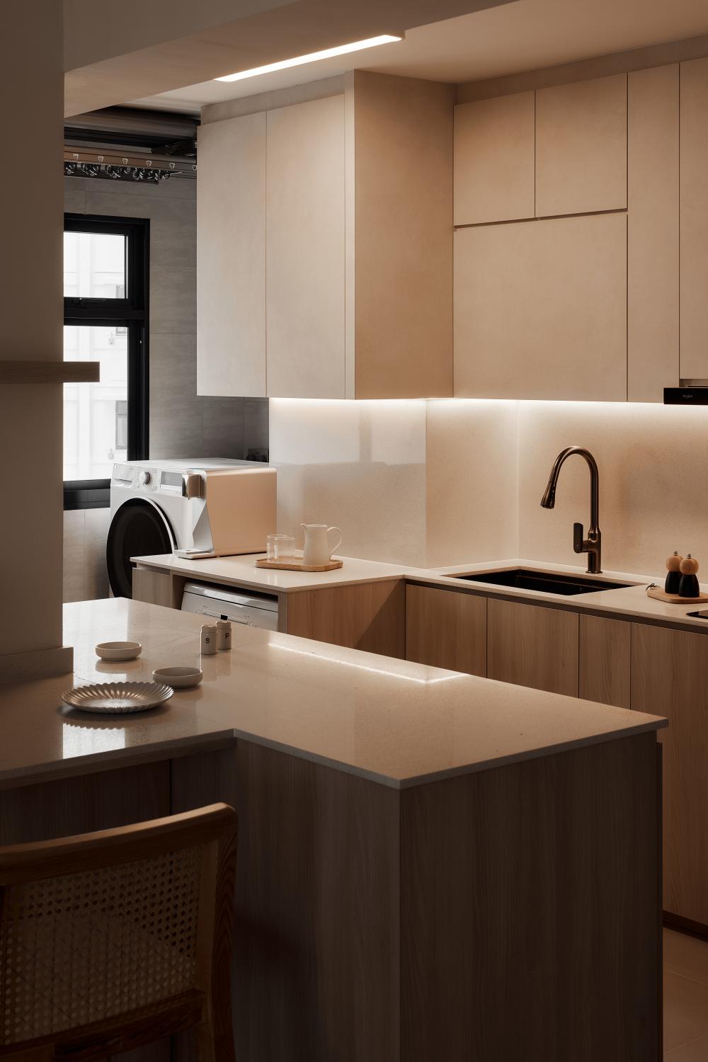 Scandinavian Kitchen with Countertop and Kitchen Island