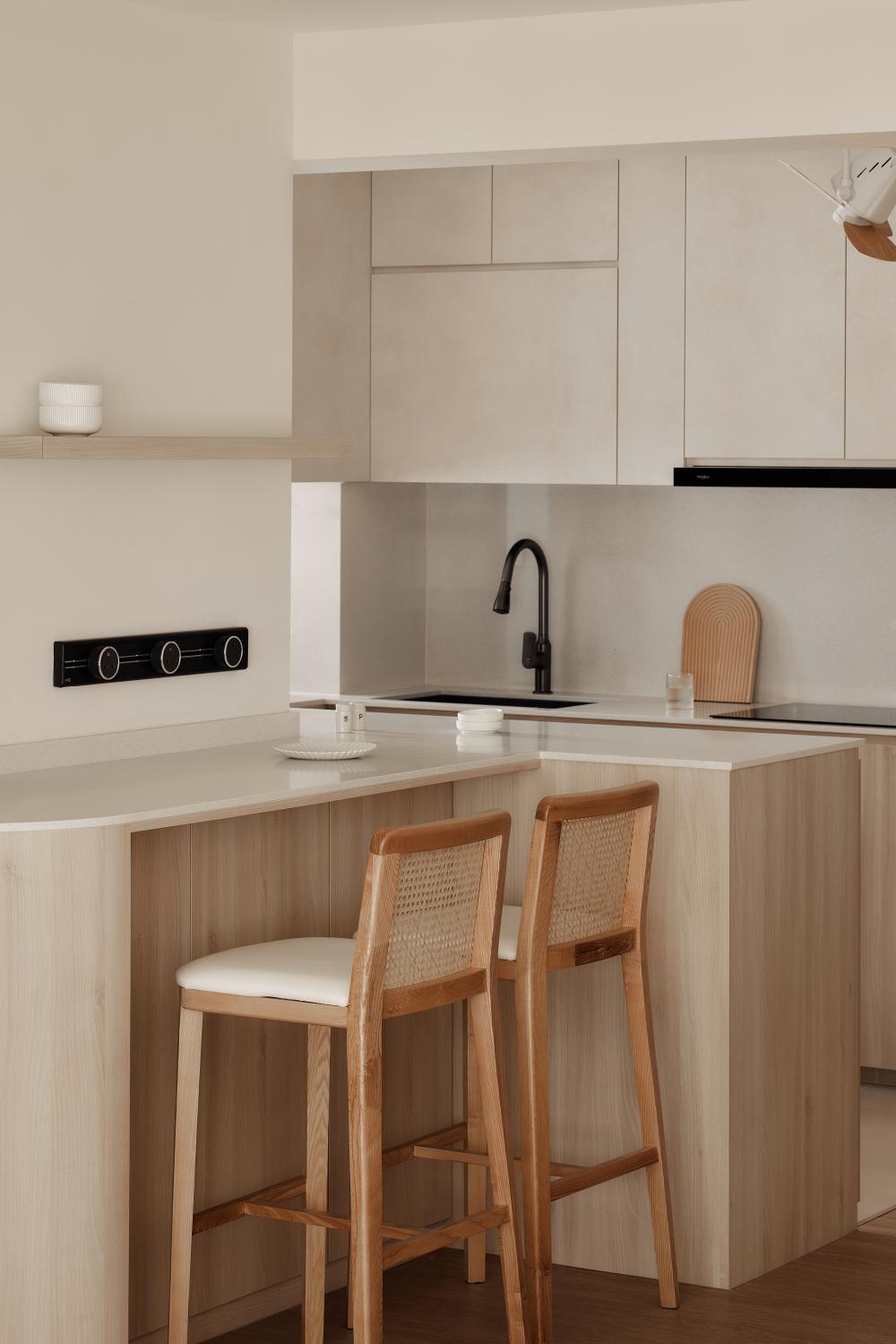 Scandinavian Kitchen with Countertop and Open Kitchen