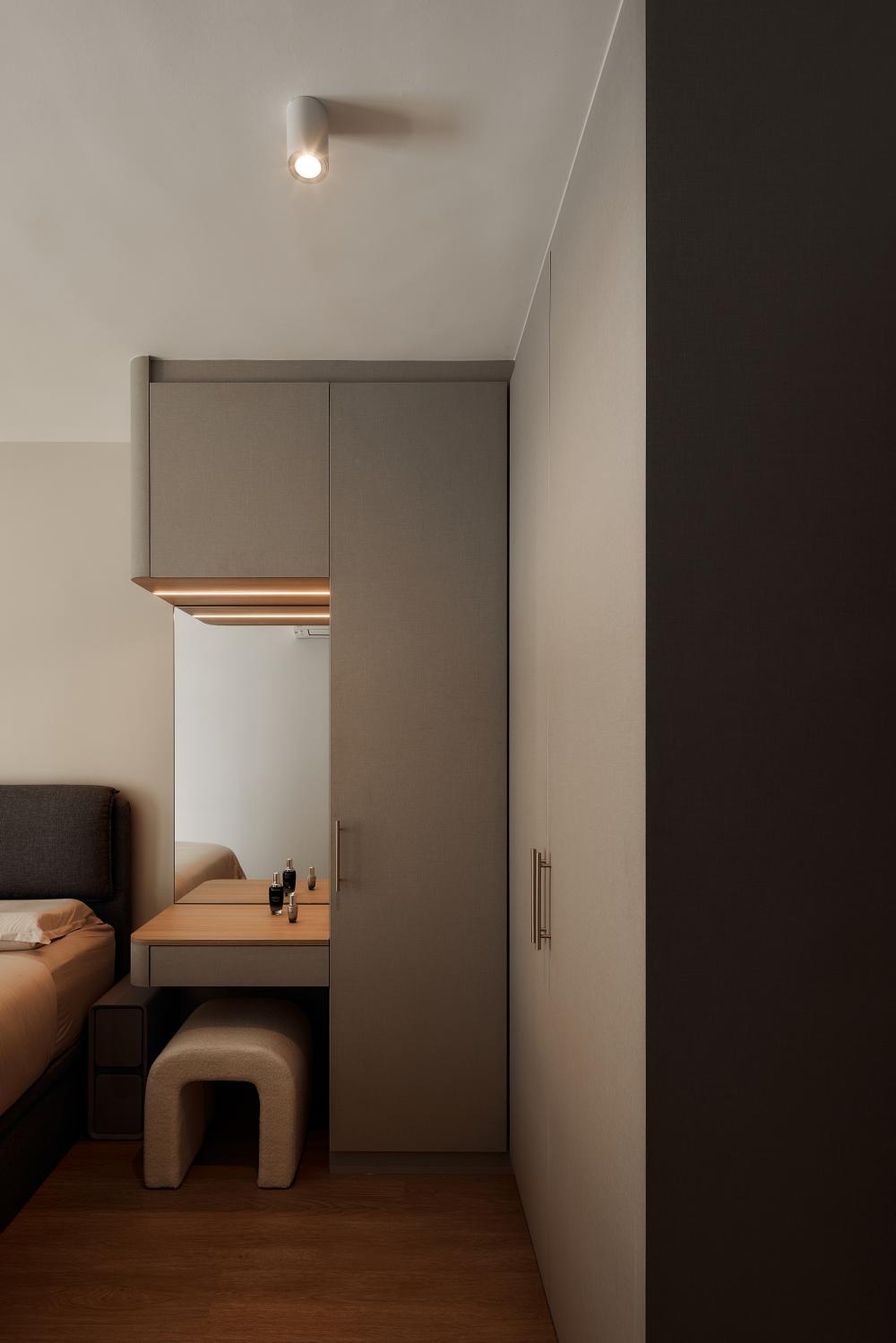 Scandinavian Bedroom with Closet and Bedside Table