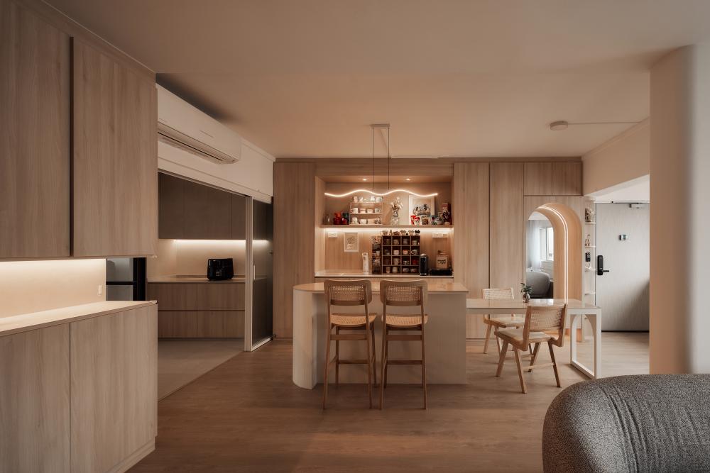 Scandinavian Pantry with Kitchen Island and Console Table