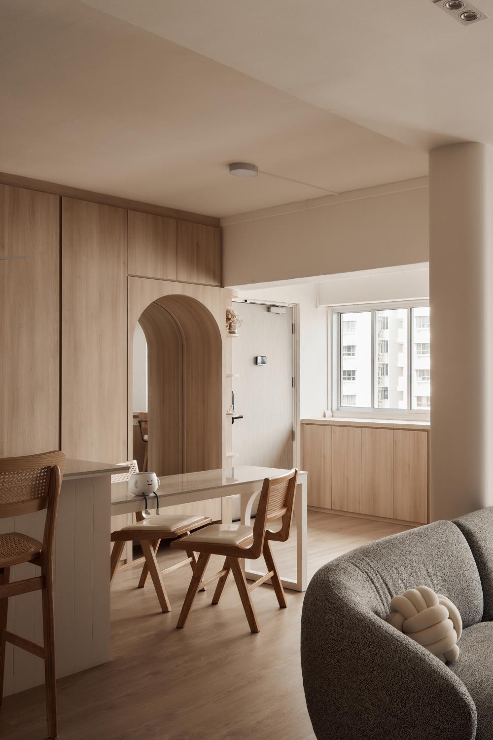 Scandinavian Pantry with Kitchen Island and Console Table