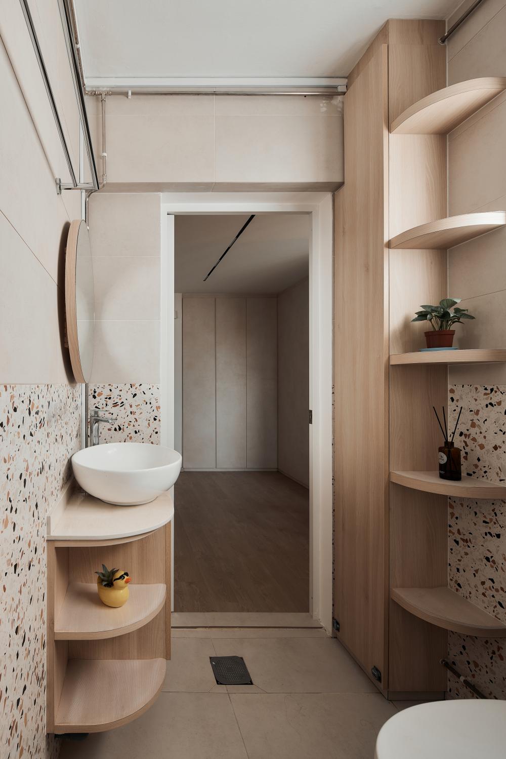 Scandinavian Bathroom with Bathroom Storage and Bathroom Sinks
