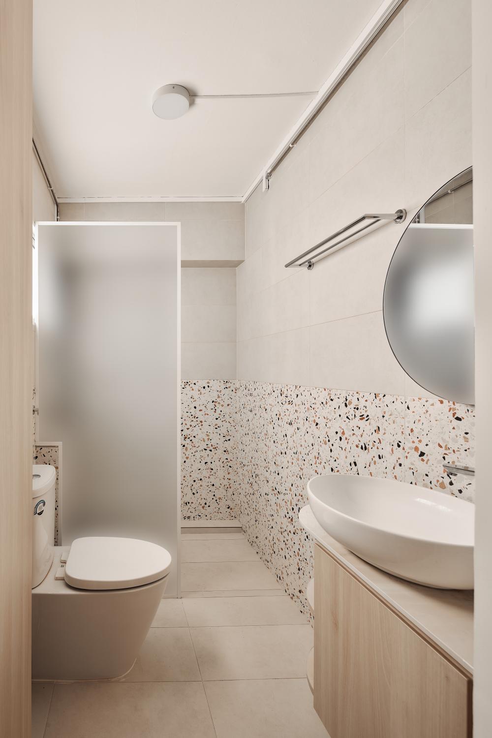 Scandinavian Bathroom with Shower Screen and Bathroom Storage