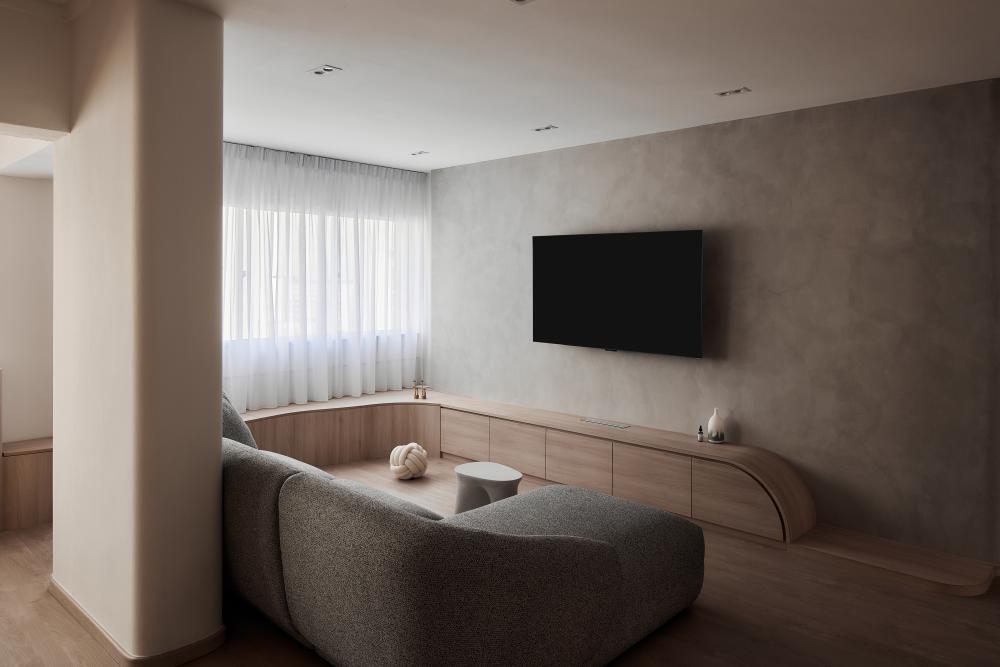 Scandinavian Living Room with TV Console and Sofa