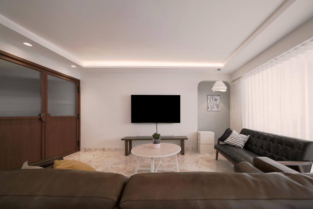 Modern Living Room with Ceiling Light and Sofa
