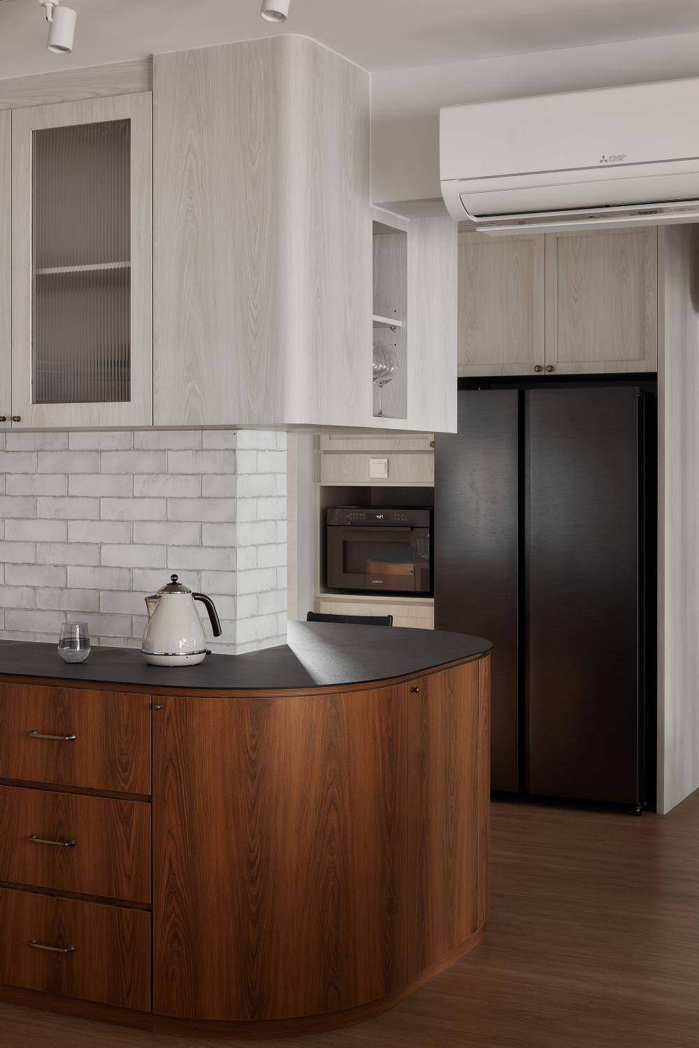 Asian Kitchen with Open Kitchen and Breakfast Counter