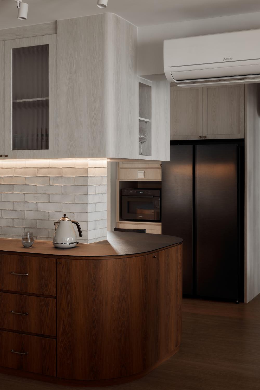 Asian Kitchen with Kitchen Island and Open Kitchen
