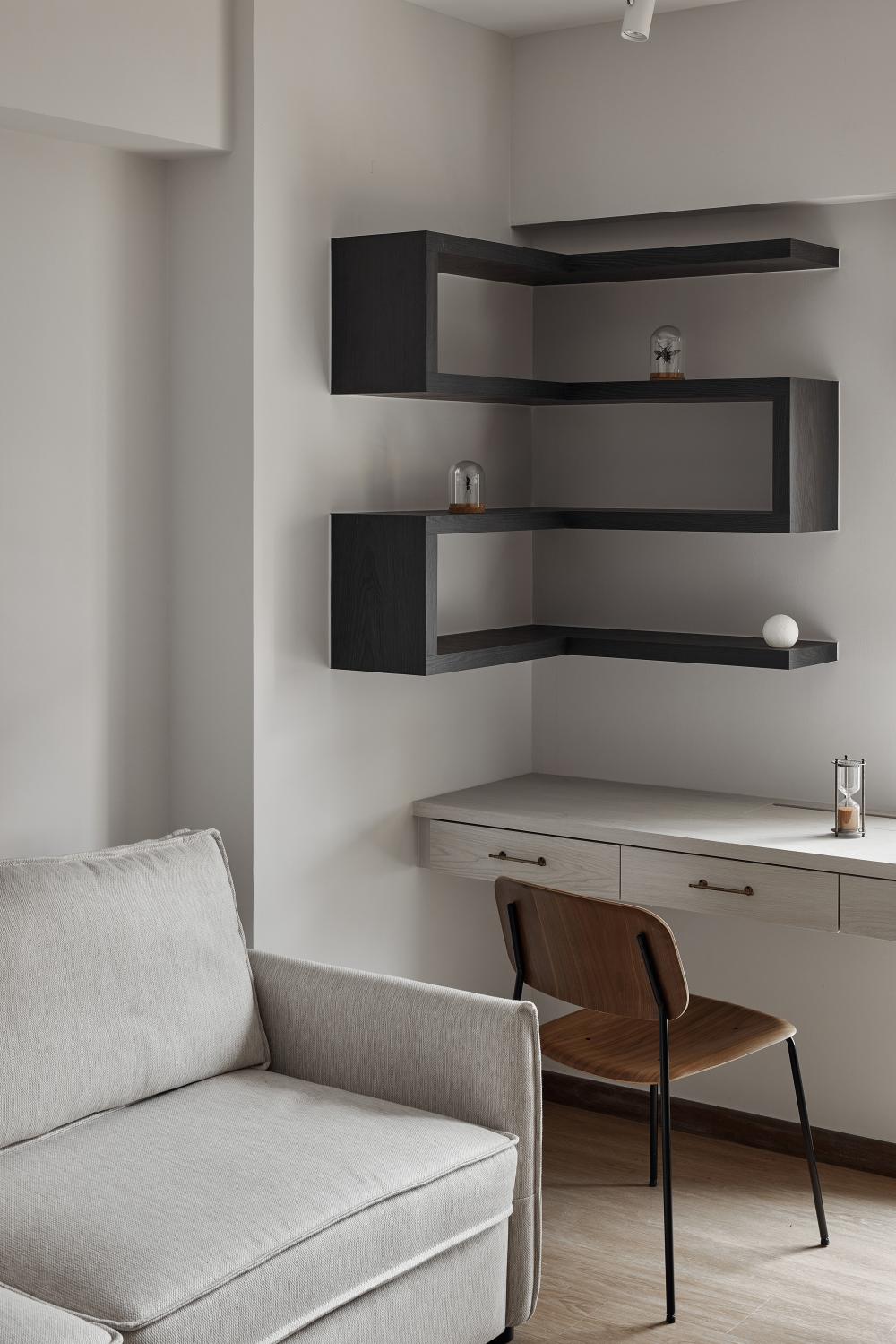 Asian Office with Bookshelf and Sofa