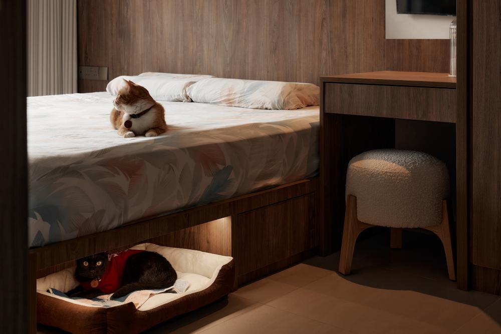 Scandinavian Bedroom with Platform Bed and Bedside Table