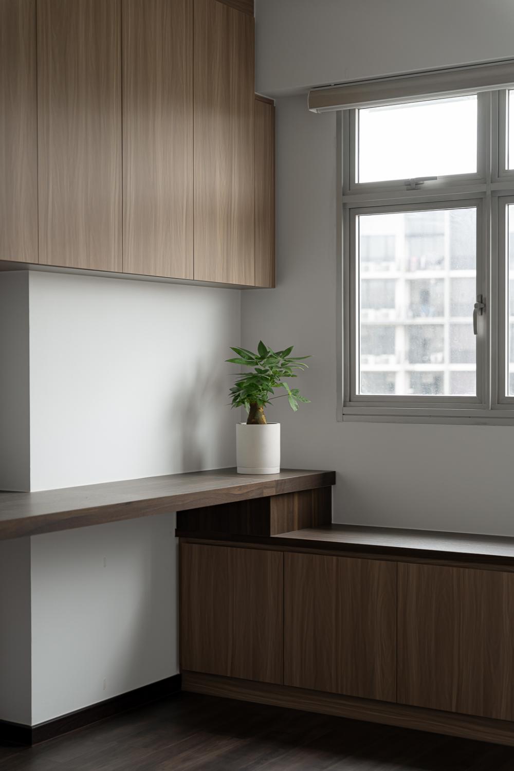 Scandinavian Workstation with Desk and Storage Cabinets