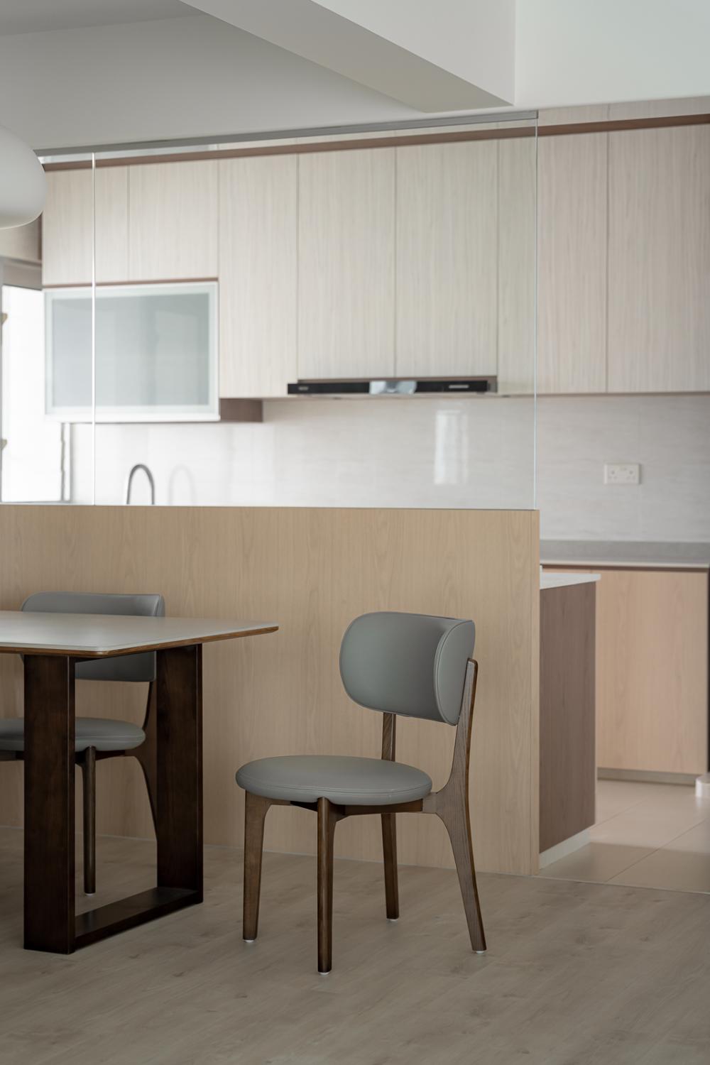 Scandinavian Kitchen with Countertop and Homogeneous Tiles