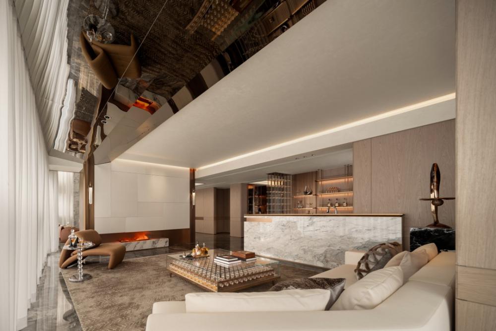 Contemporary Pantry with Homogeneous Tiles and Feature Wall