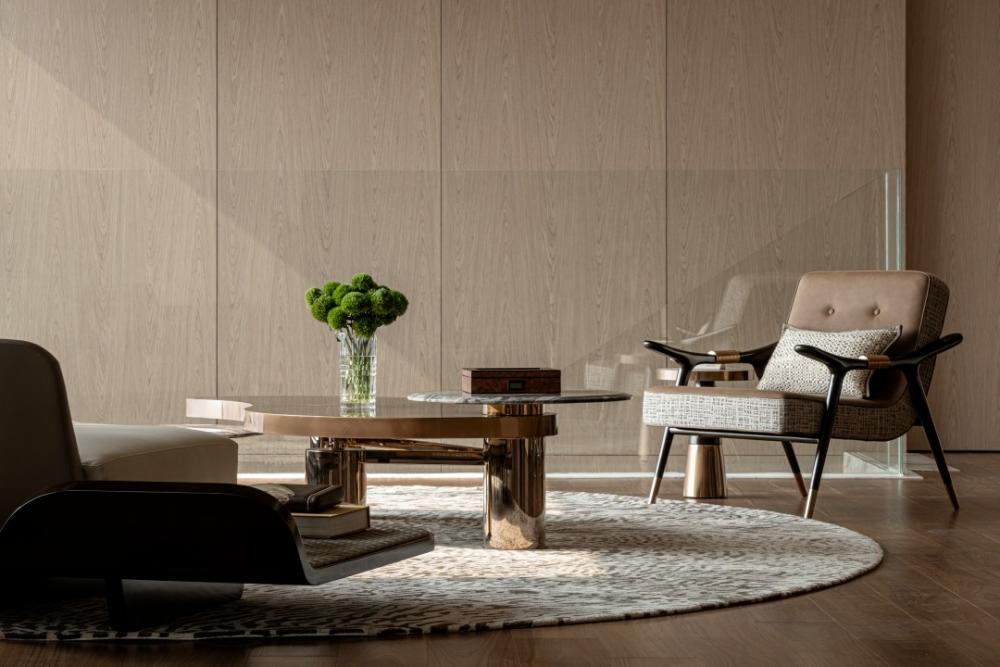 Contemporary Foyer with Wood Flooring and Feature Wall