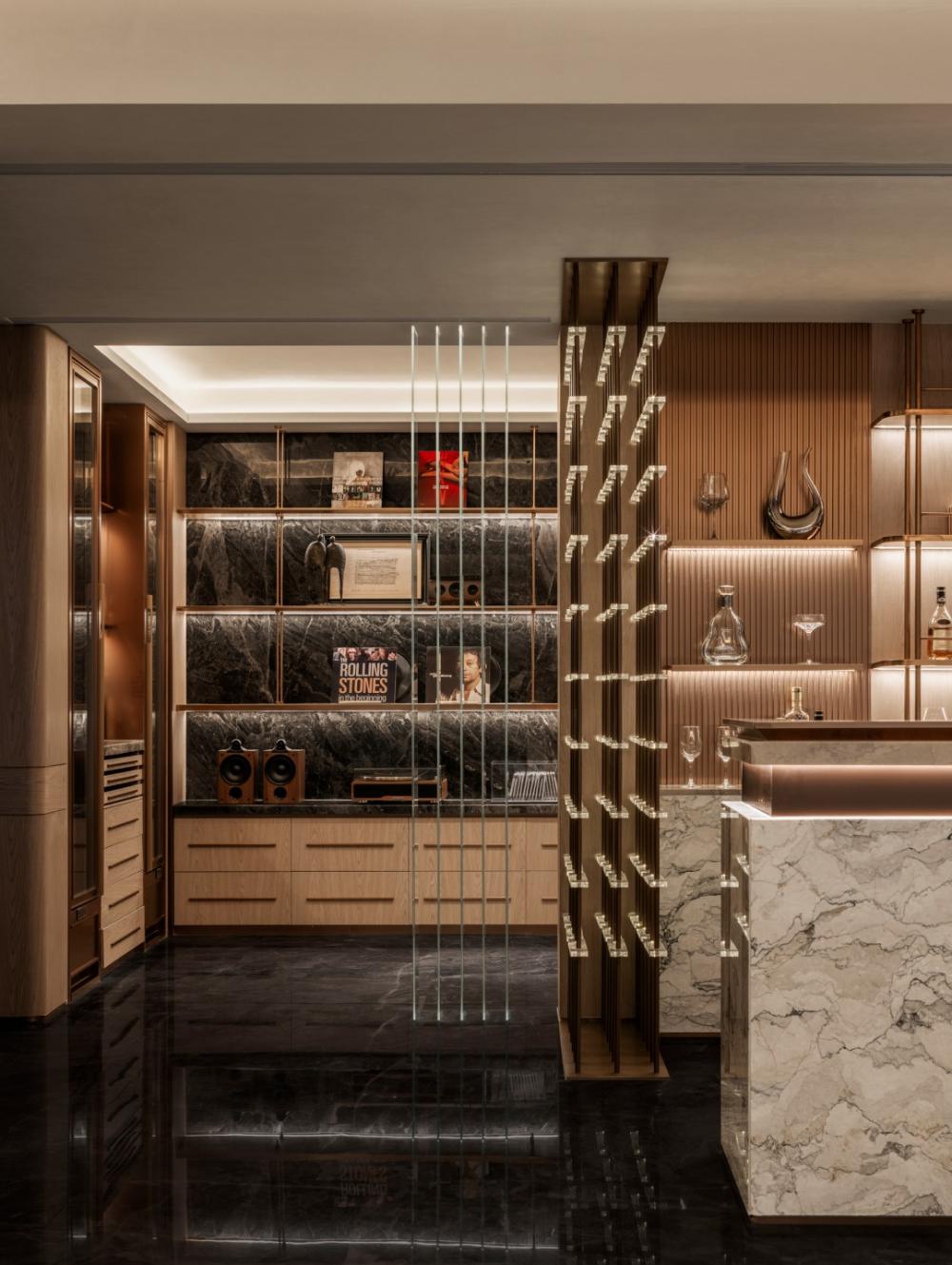 Contemporary Pantry with Homogeneous Tiles and Feature Wall