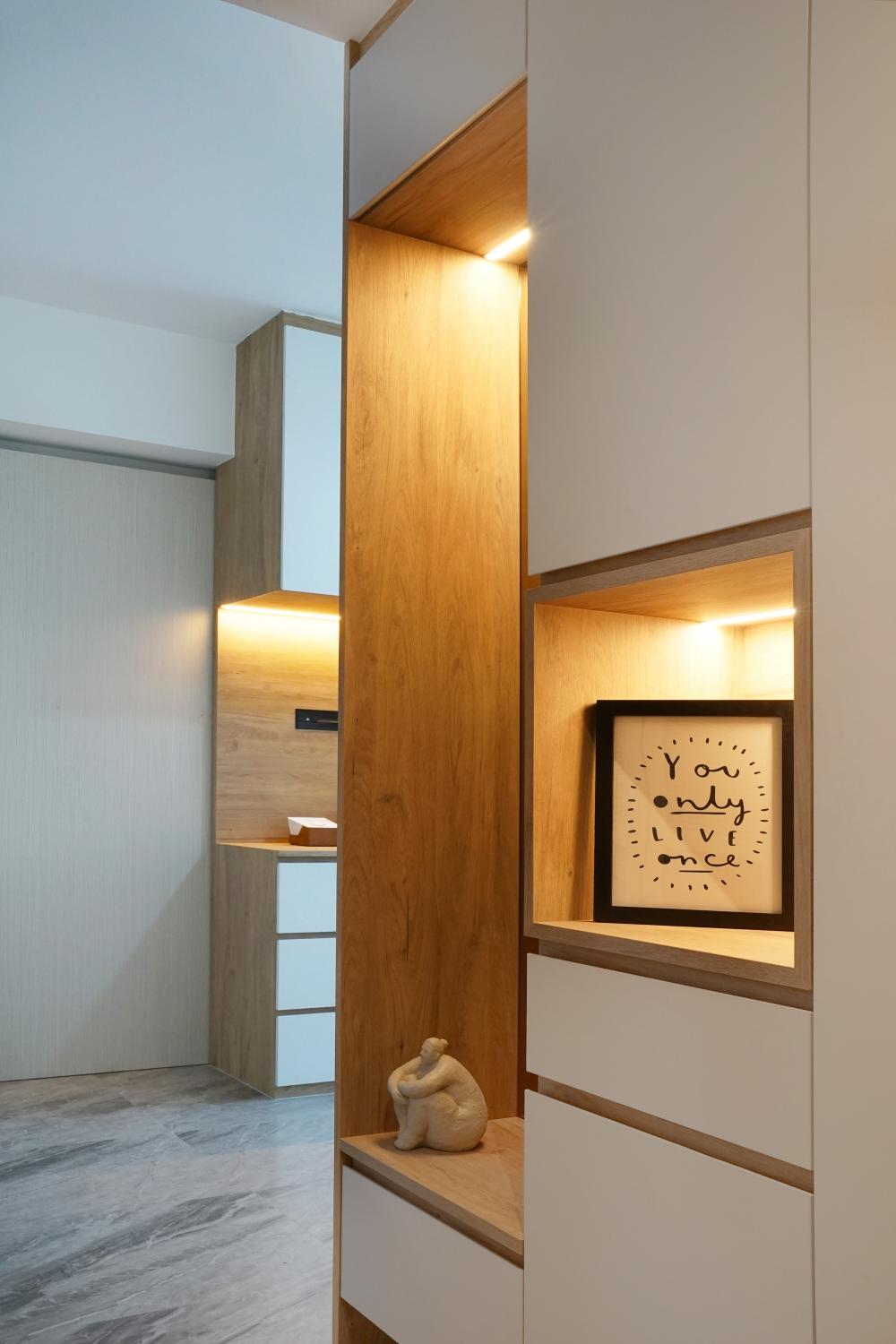 Modern Entryway with Shoe Rack and Doors