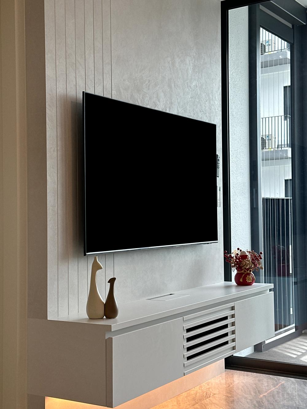 Modern Living Room with TV Console and Feature Wall