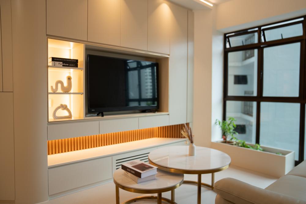 Modern Living Room with TV Console and Sofa