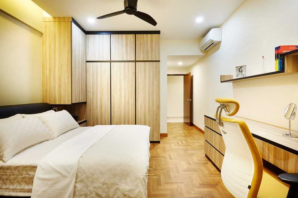 Asian Bedroom with Wardrobe and Sliding Wardrobe