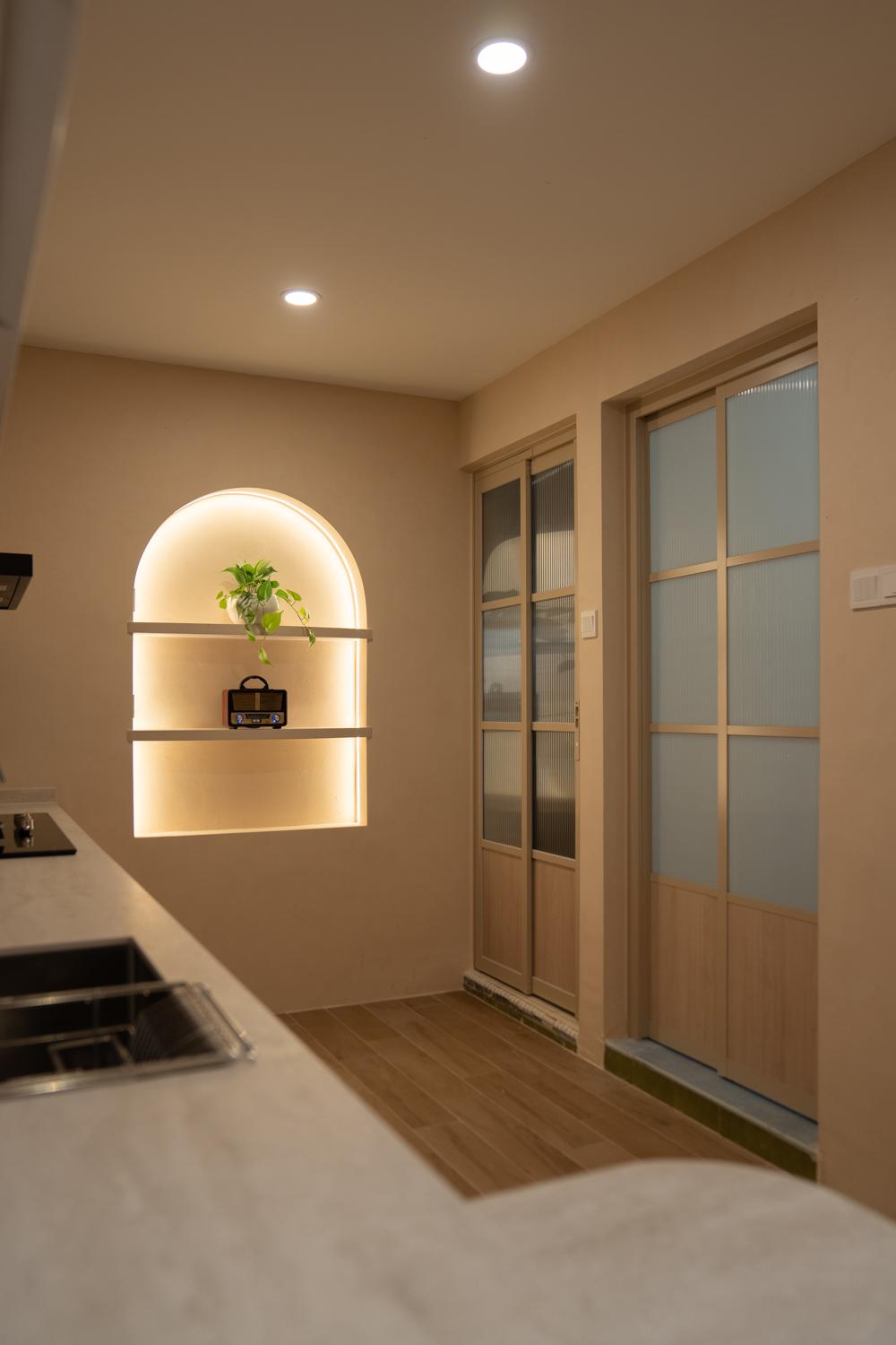 Modern Kitchen with Vinyl Flooring and Wood Flooring