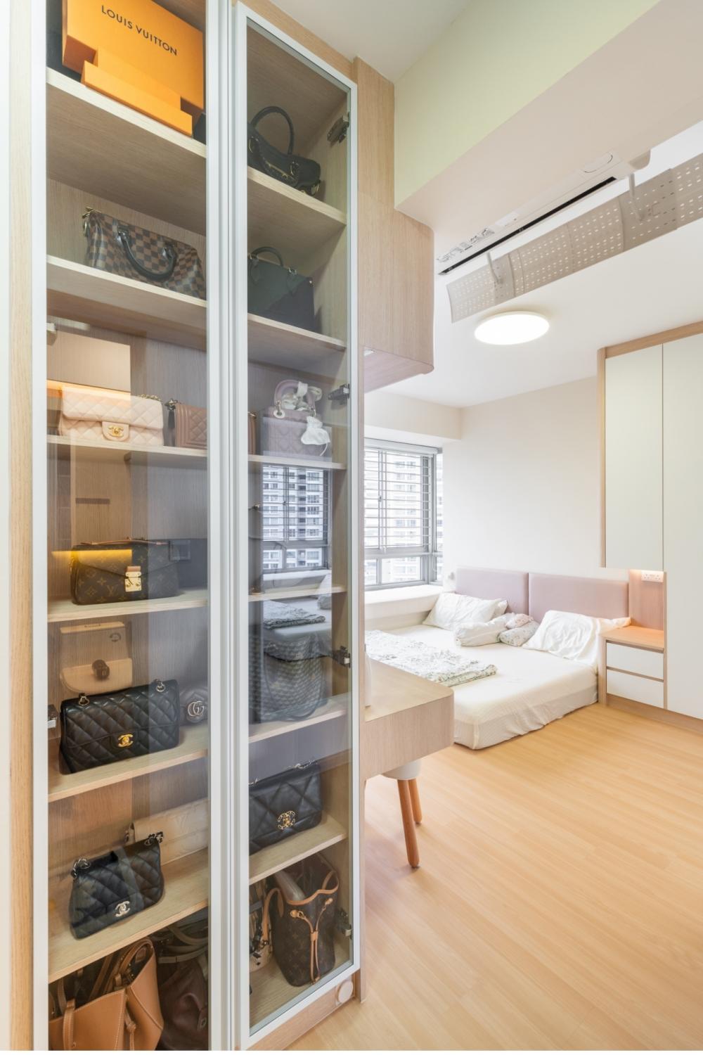 Minimalist Bedroom with Vinyl Flooring and Wardrobe