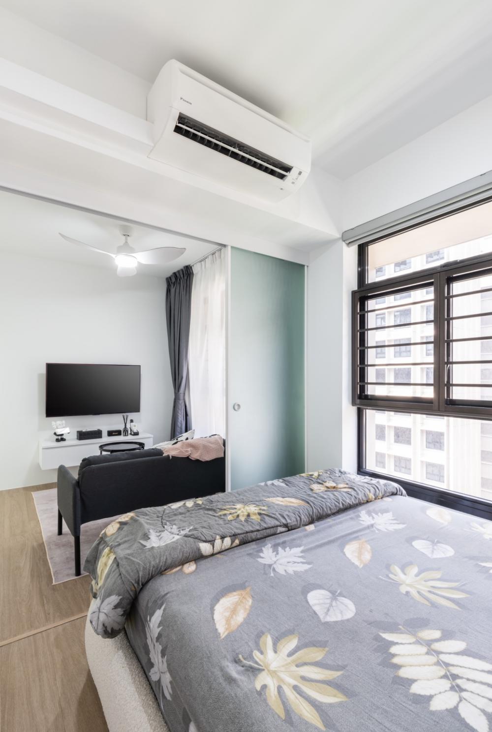 Modern Bedroom with Vinyl Flooring and Wardrobe