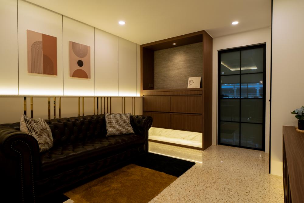 Country Living Room with TV Console and Sofa