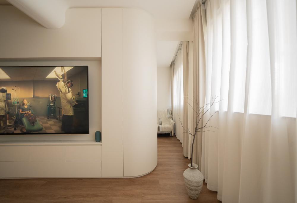 Minimalist Living Room with TV and Display Cabinets