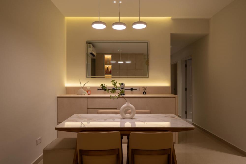 Modern Dining Room with Dining Chairs and Seating Bench