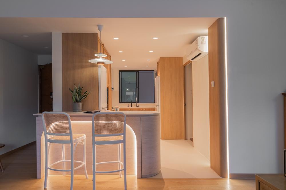 Contemporary Home Bar with Countertop and Bar Counter