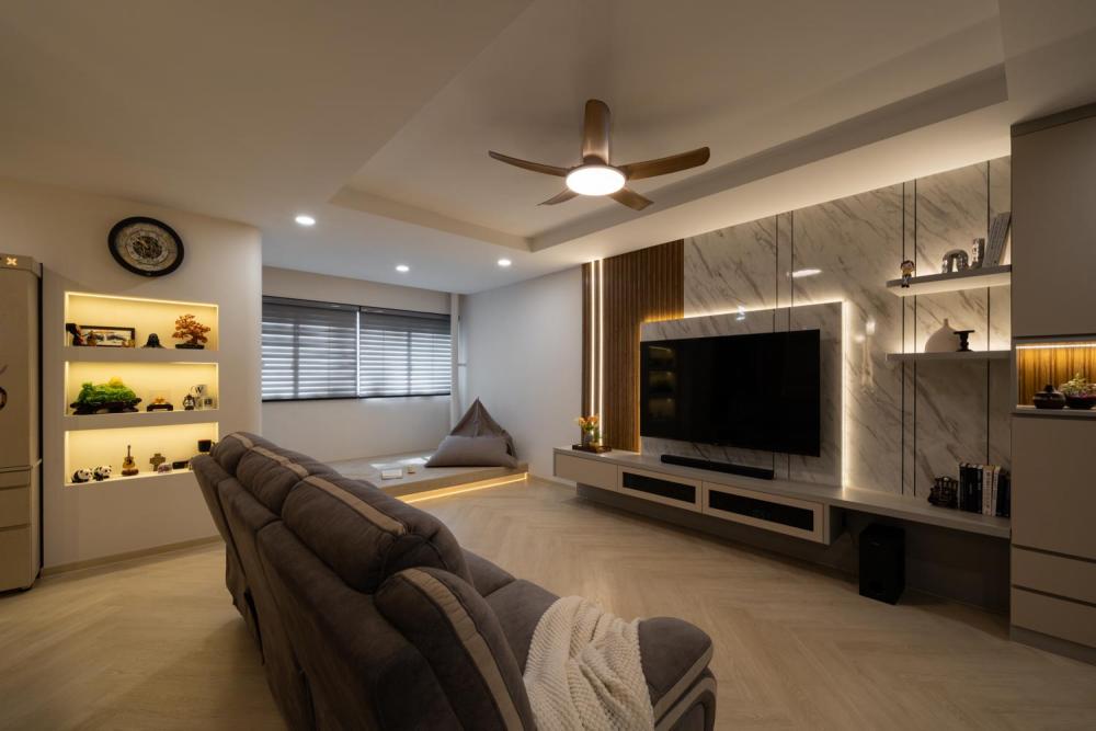 Modern Living Room with TV Console and Sofa