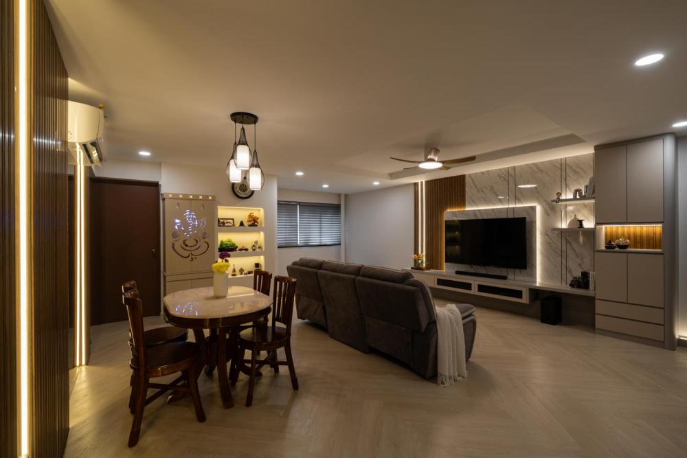 Modern Living Room with Feature Wall and Sofa