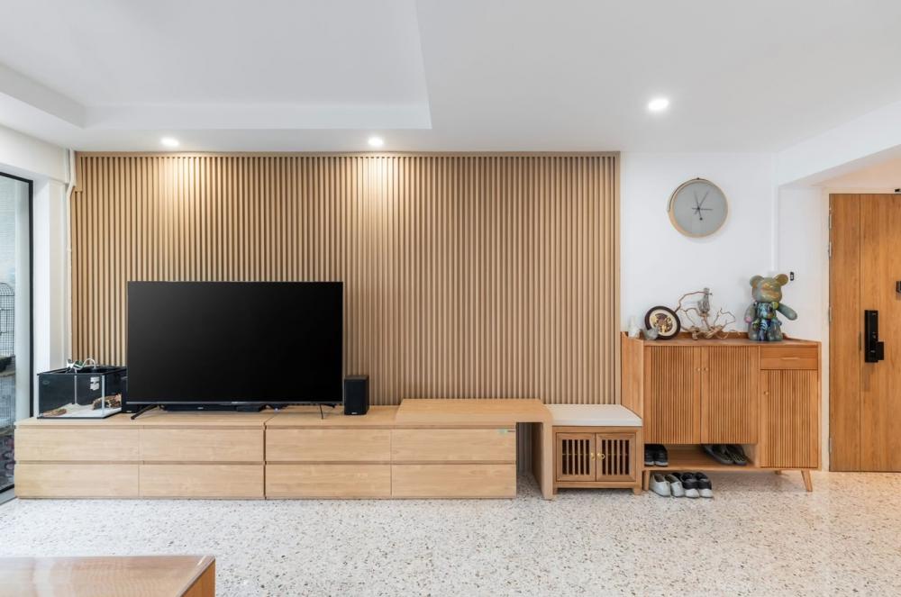 Contemporary Living Room with Settee and Granite Floor