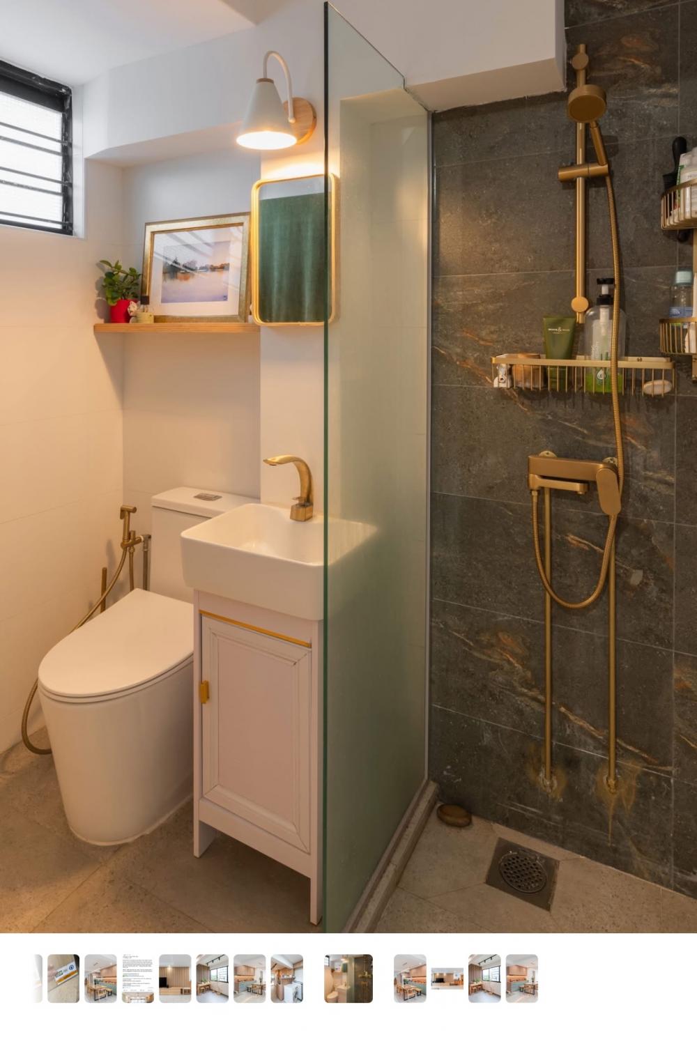 Contemporary Bathroom with Homogeneous Tiles and Mirror