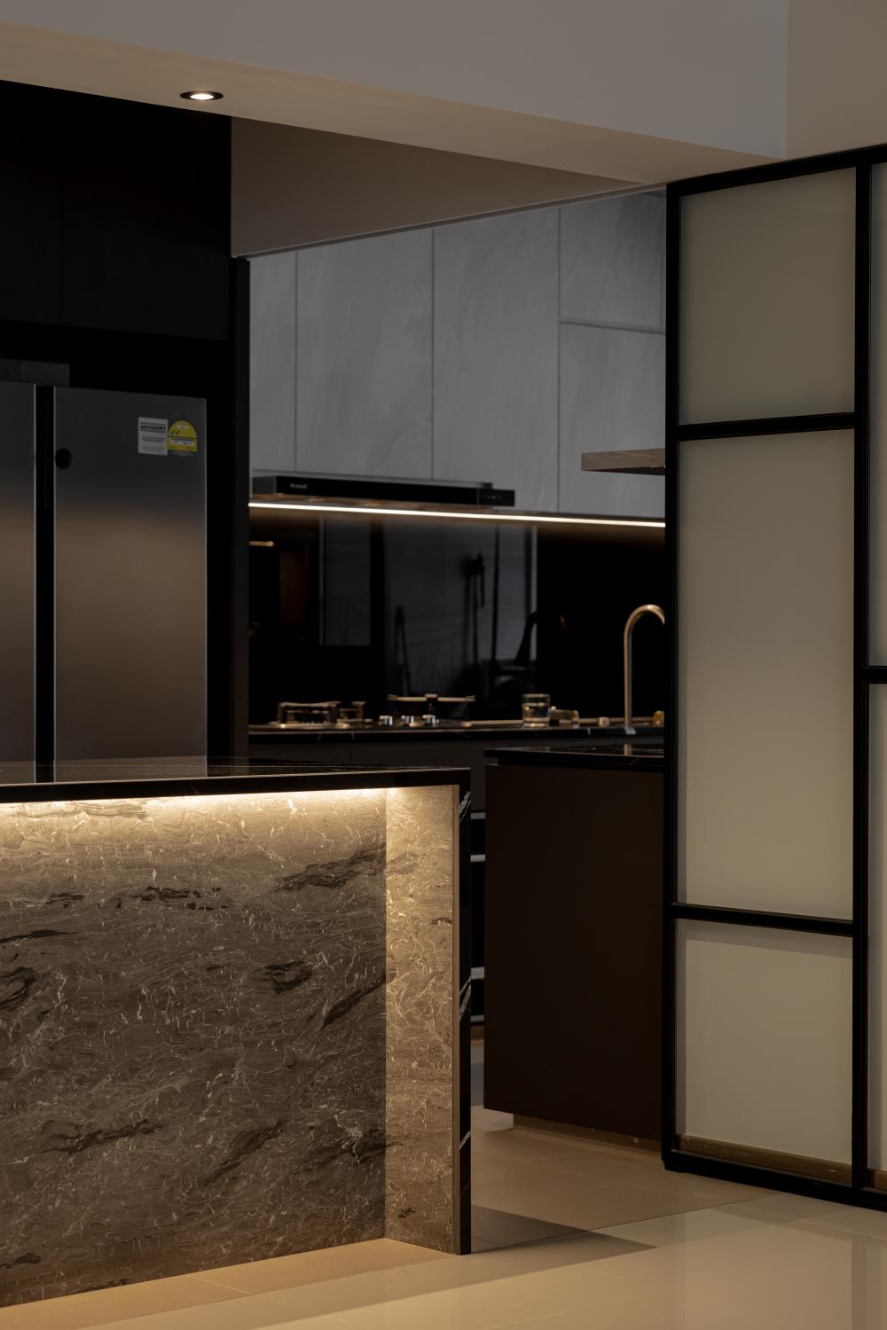 Modern Kitchen with Kitchen Island and Storage Cabinets