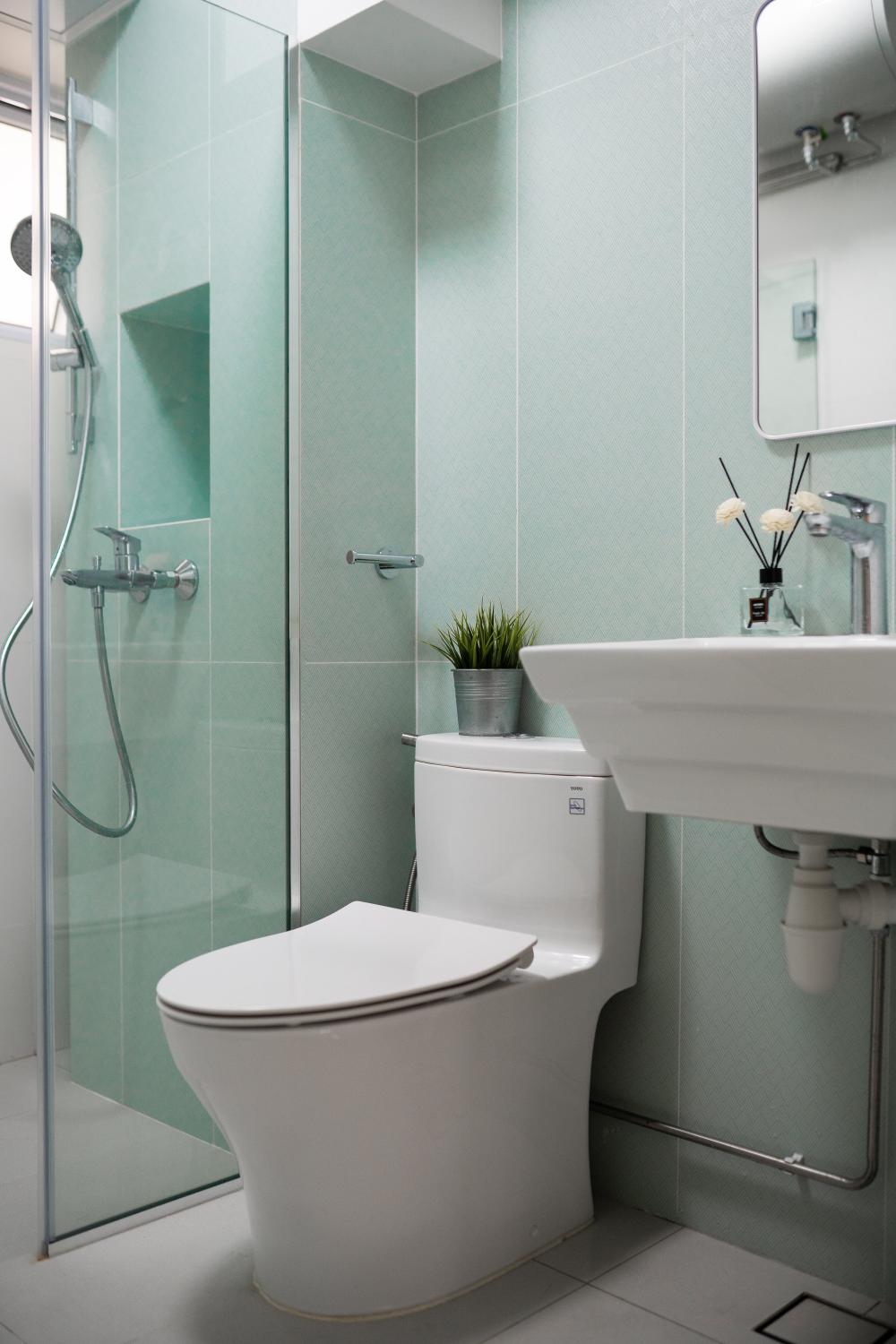 Minimalist Bathroom with Mirror and Bathroom Mirrors