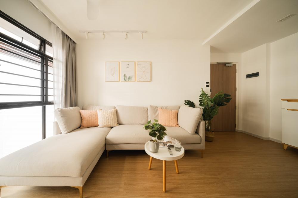 Minimalist Living Room with Feature Wall and Sofa